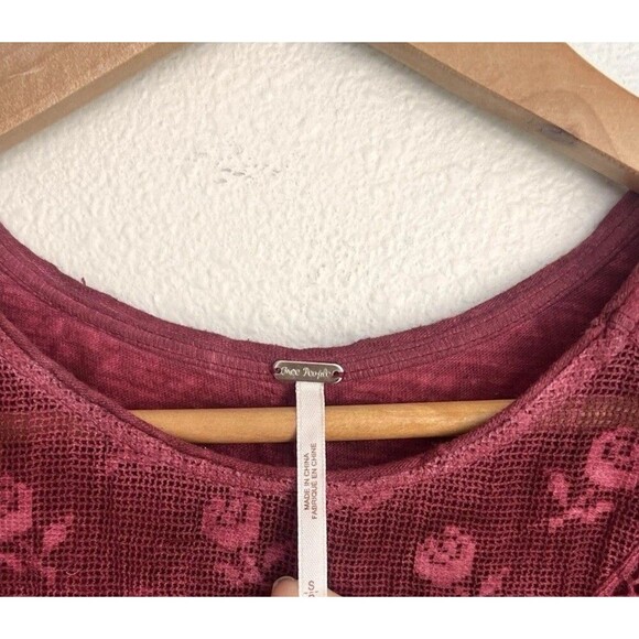 Free People Women's Not So Sweet Victorian Lace Crochet Boho Western Top Rose - Picture 7 of 8